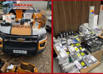 Polícia apreende 764 eletrônicos sem nota fiscal na BR-116, em Engenheiro Caldas